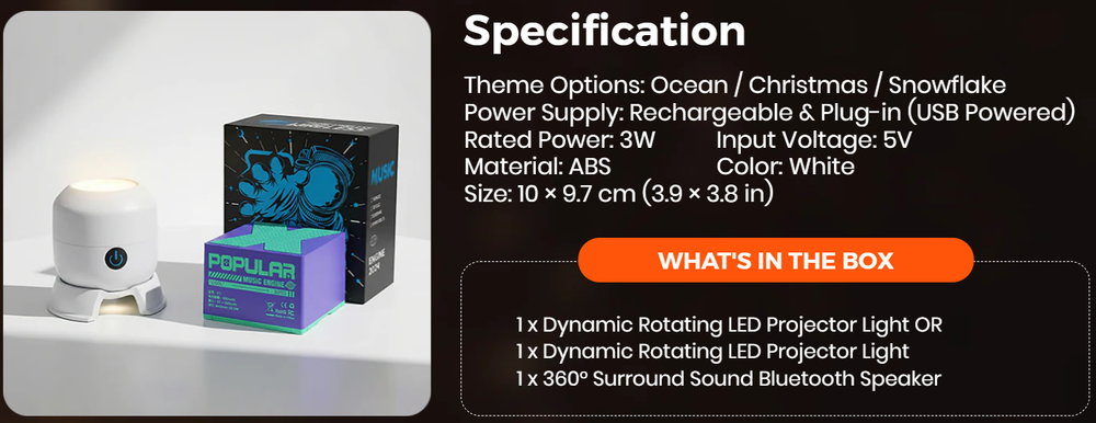 🥳 2026 HOT SALE | 50% OFF 🥳 Dynamic Rotating LED Projector Light 🌙✨