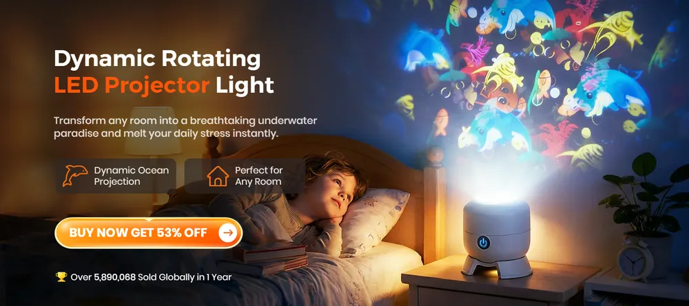 🥳 2026 HOT SALE | 50% OFF 🥳 Dynamic Rotating LED Projector Light 🌙✨