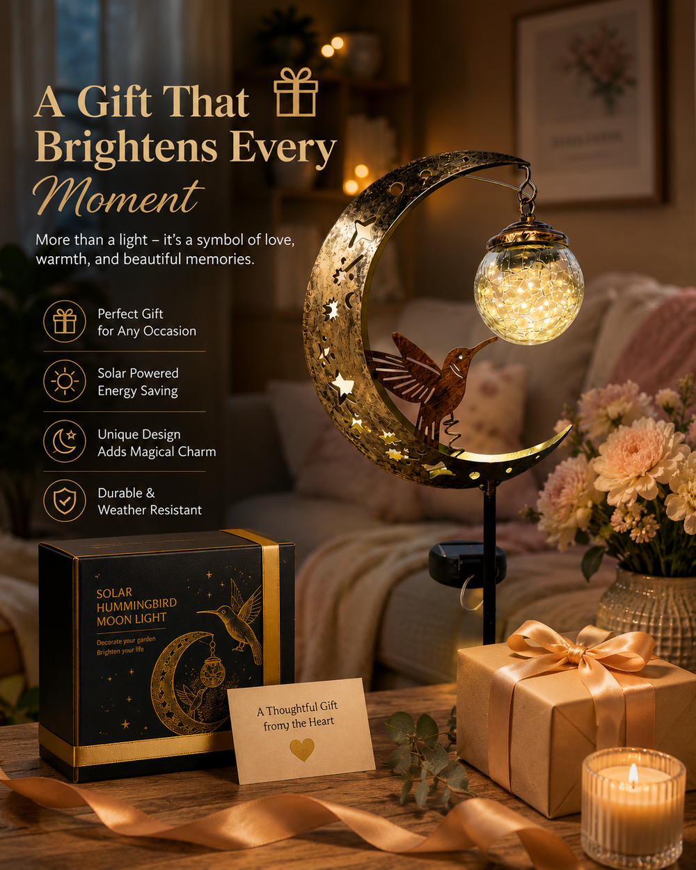 💥Last Day 50% OFF🌙✨Hummingbird Moon Solar Garden Stake Light